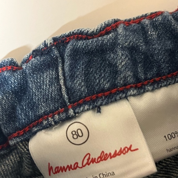 Hanna Andersson Boys Denim Shorts Size 80 Adjustable Waist Dark Wash - Picture 2 of 3